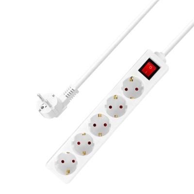 China Electrical Outlet Plug European Standard Power Strip EU Plug 2 Pin 5 Way Output With Switch 2M Wholesale Extension Board Socket for sale