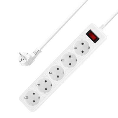 China Electrical Multiple Outlet Connection 5W 16A European EU Cable Surge Protector Power Strip Lead Outlet Extension Cord for sale