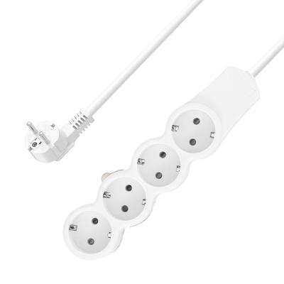 China Commercial White Power Strip 2M Supplement French 4 Strip Household Power Extension Cord Socket for sale