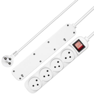 China Wholesale Home Appliance Factory Power Strip 4way With Switch 1m White Hot Sale Israel Extension Cables Table Socket for sale