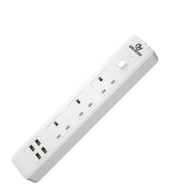 China Commercial High Quality UK Popular Individual Power Socket 3 Outlets 4USB Electric Power Extension Strip for sale