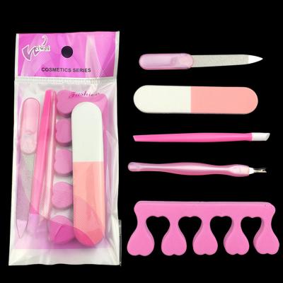 China Finger Nail+foot Nail 5pcs in 1 Nail Tools Manicure with Nail Files Protect Cuticle Trimmer Sponge Separator for sale