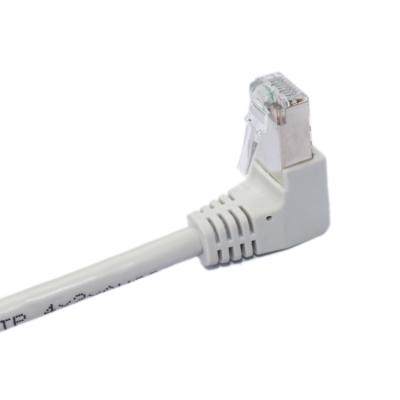 China Computer Networks CAT 6A Jumper 90 Degree Plug Ethernet PlayStation Xbox LAN DATA Cable DSL U/UTP RJ45 Plug White 0.50m for sale