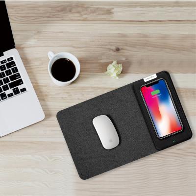 China High Quality 10w Cell Phone Leather PU Qi-certified Wireless Charger Mouse Pad for Phone and Mouse for sale