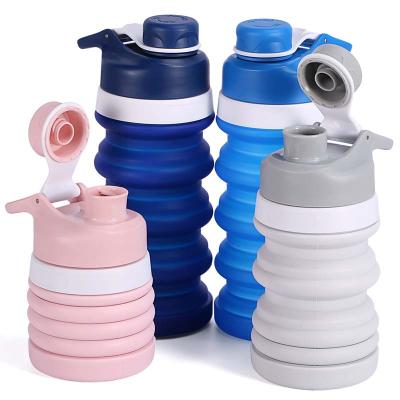 China New Design Sustainable Bpa Free Plastic Silicone Collapsible Sports Travel Drinking Collapsible Water Bottle for sale