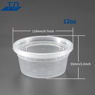 China C12 Wall Disposable Plastic Soup Container Ripple Grocery Cup PP Microwave Hot Plastic Soup Cups With Lid for sale