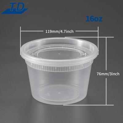 China DOUBLE WALL C16 Plastic Soup Container With Lock Lid Disposable Plastic Cups Soup Hot Grocery Around Clear Cups for sale