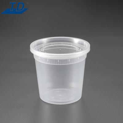 China Grocery Store Translucent Heavy Duty Round Lids PP Leak Ripple Wall Food Grade Plastic Soup Container/Cup for sale