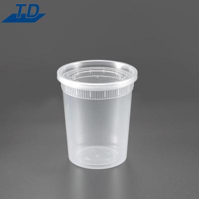 China C-32 Ripple Wall Mounted Disposable Soup Cup With Lid Injection Molding Lock Around Plastic CUP Soup Container for sale