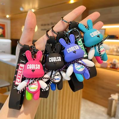 China Dickmon Bunny Bag Pendant 3D PVC Kawaii Car Key Ring Key Ring Promotional Gifts Kawaii Creative Cool Doll Real Rabbit Pendant for sale