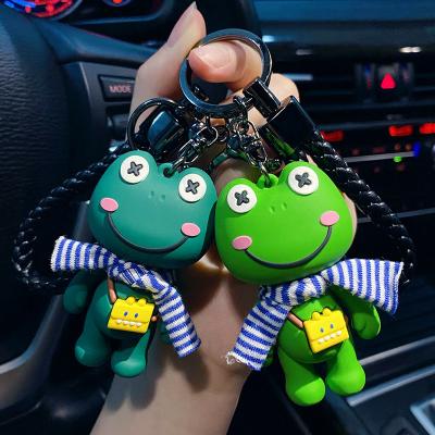 China Creative Fashion Hanging Backpack Ornament Doll PVC Dickmon Scarf Frog Wearing Key Chain With Braided Rope Bracelet for sale