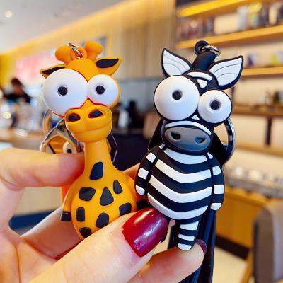 China Dickmon Pendant Silicone Animal Key Chain Women Women Bag Cartoon Doll Pendant Jewelry Cute PVC 3D Eyes Zebra Giraffe Big Keychains for sale