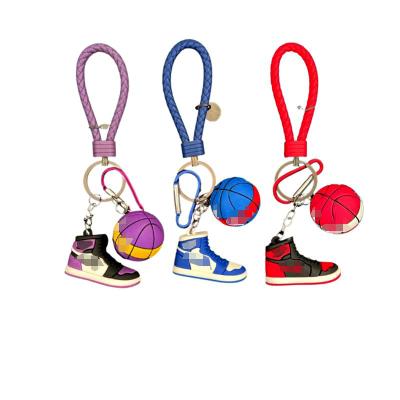 China Factory 3D Mini Sneaker Shoe Keychain Bag Pendant Rubber Car Dickmon Sports Shoes American Basketball Key Chains Keychains for sale