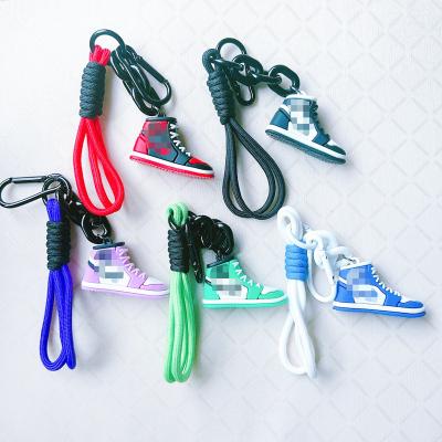 China Dickmon American 3D Sneaker Key Chain Pendant Sports Shoes Key Chains Bag Car Pendant Mini Soft Rubber 3D Shoe Keychains for sale