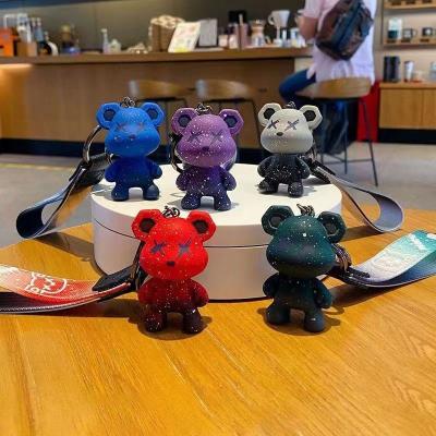 China Creative Dickmon Couples Pendant Bag Charm Key Chains Cartoon 3D Resin Gradient Bear Doll Cute Chameleon Pendant Bear Key Chains for sale