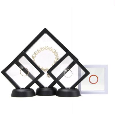 China 2021 eco-friendly jewelry box pvc film jewelry display 3d floating jewelry ring earring transparent jewelry box for sale