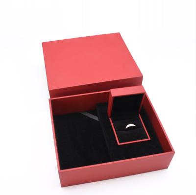 China 2020 Luxury Red Customized Jewelry Box Logo Printing Eco-friendly Jewelry Ring Earring Customized Box Inside Jewelry Boxes for sale