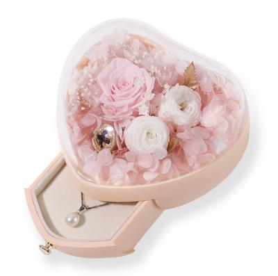 China 2021 Girls Eco-friendly Women's Pink Present Box Earring Ring Jewelry Necklaces Packaging Gifts Valentines Jewelry Box Valentines Day Gifts for sale