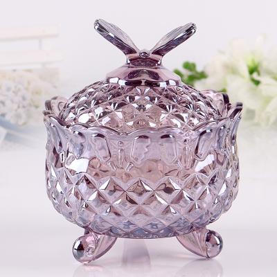 China Top 10.5 Cm Butterfly Glass Candy Bowl / Colored Decorative Candy Jars for sale