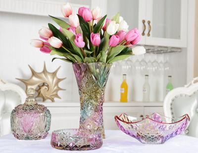 China Colored Sunflower Decorative Glass Vases Classical For Home Deco Elegant Gift for sale