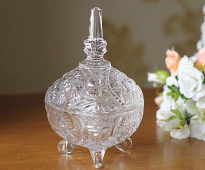 China Three Feet Glass Candy Jar Stock With Lid For House Decoration Line Shape for sale