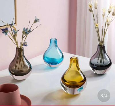 China Brown Colored Glass Flower Vases / Bulb Type Glass Flower Vase Decoration for sale