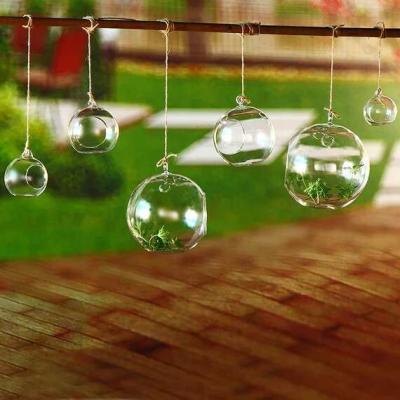 China Candle Ball Shape Decorative Glass Craft With Sling For Plant Borosilicate Glass for sale