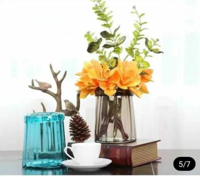 China Blue Decorative Solid Glass Vases / Handmade Flower Vase For House / Hotel for sale