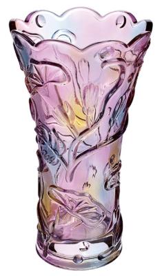 China Amazing Creative Colored Morning Glory Glass Flower Vase , Desk Tall Glass Floor Vases for sale