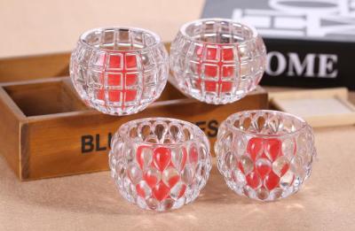 China Clear Ball Shape Candle Glass Cups High White Glass Household Decorative for sale