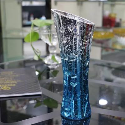 China Shinning Decorative Glass Vases Blue Flower Hypotenuse sticker Available for sale