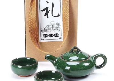 China Gift Packing Promotional Ceramic Mugs Green Small Ceramic Tea Cups With Teaport for sale