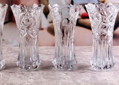 China Stock Flower Decorative Glass Vases / Transparent Small Coloured Glass Vases for sale