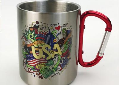 China 350ml Stainless Water Cup With Carabiner / Stainless Steel Cups Color Logo Customized for sale