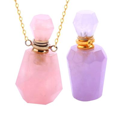 China Factory Wholesale FASHIONABLE Crystal Jade Perfume Bottle Pendant Stainless Steel Necklace for sale