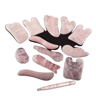 China China Factory 100%Natural Face Lift Stone Jade Roller With Gua sha Set Rose Quartz Jade Massager For Face for sale