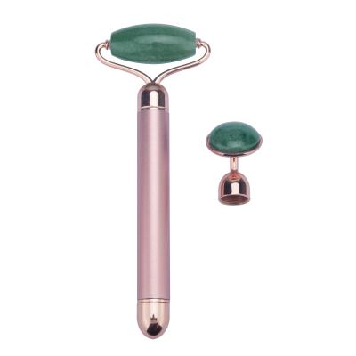 China Face Lift Natural Aventurine Jade Roller Ball Vibrating Jade Green Roller Massager Facial Tool for sale