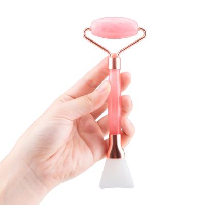 China Rose Quartz Jade Roller Stone Anti Face Lift Face Massager Jade Roller Gua Sha Box for sale