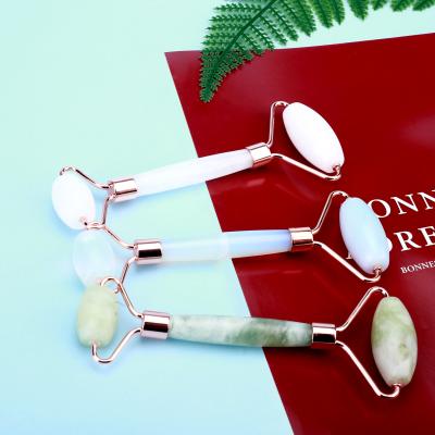 China High Quality Natural Jade Face Roller Rose Quartz Crystal Slimming Facial Roller for sale