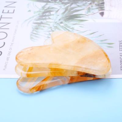 China Body Health Massage Acupuncture Stick Gua Sha Facial Scratch Tablets Yellow Gum Flower Heart Shaped Gua Sha Stone for sale