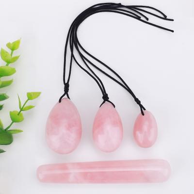 China Wholesale Europe Rose Quartz Jade Yoni Eggs for Female Pelvic Training Jade Yoni Egg Muscle Set for sale