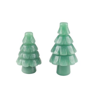 China Various Semi-precious Crystal Aventurine Jade Christmas Tree Jade Christmas Tree Carving Ornaments powder crafts from Europe for sale