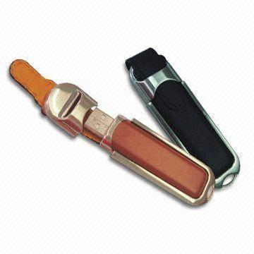 China Brown Leather USB Flash Drive Blue /  Brown Color 1GB - 128GB USB 2.0  USB 3.0 for sale