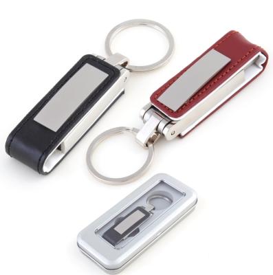 China High-tech Gegraveerd Leerusb-flashstation, Bruin/Zwart Leer Usb Keychain Te koop