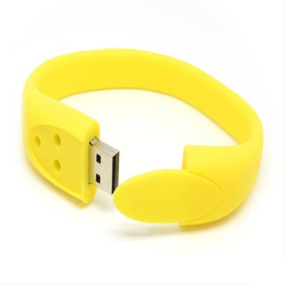 China Amarillo/rojo coloreó memoria USB del PVC, memoria USB de la pulsera del disco de la pulsera en venta