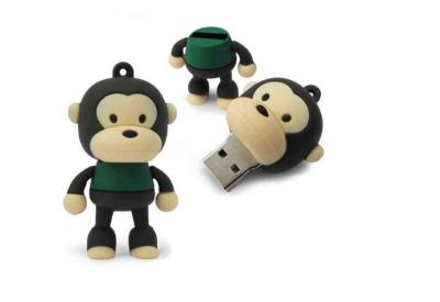 China Memoria USB del PVC del almacenamiento de datos, impulsión linda de la pluma de memoria USB del mono en venta