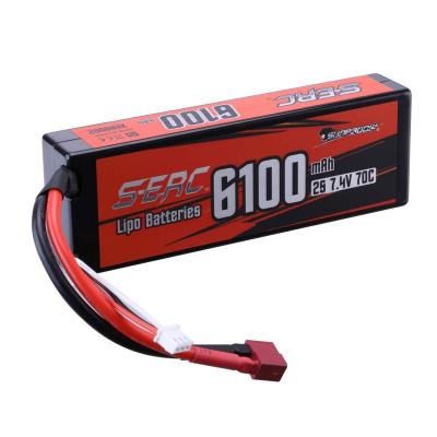 China Hard Toys 7.4V 2S Lipo Battery 6100mAh 70C Case with Deans T Plug for RC Truck for sale