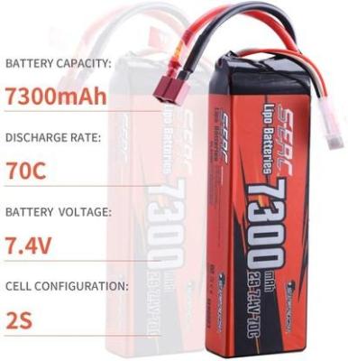 China Soft Toys 2S 7.4V Lipo Battery 7300mAh 70C Pack with Deans T Plug for RC Vehicles Hobby for sale