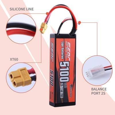 China Hard Toys 2S 7.4V Lipo Battery 5100mAh 70C Case With XT60 Connector for sale