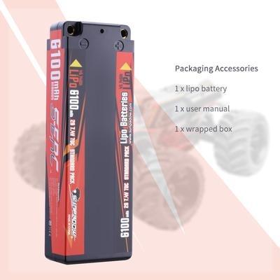 China Hard Toys 7.4V Lipo Battery 2S 6100mAh 70C Case with 4mm Bullet for RC Car Hobby for sale